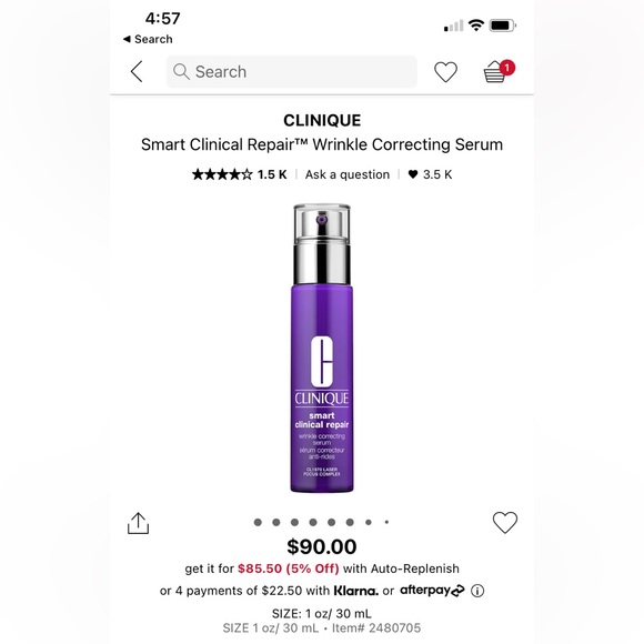 π2/$28 or 3/$38π NEW Clinique Smart Clinical Repair (Wrinkle Correcting Serum) - Picture 4 of 10